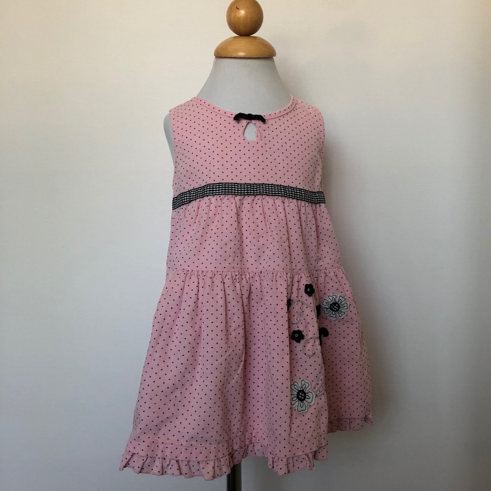 Pink polka dot w/ a black kitty dress size 3